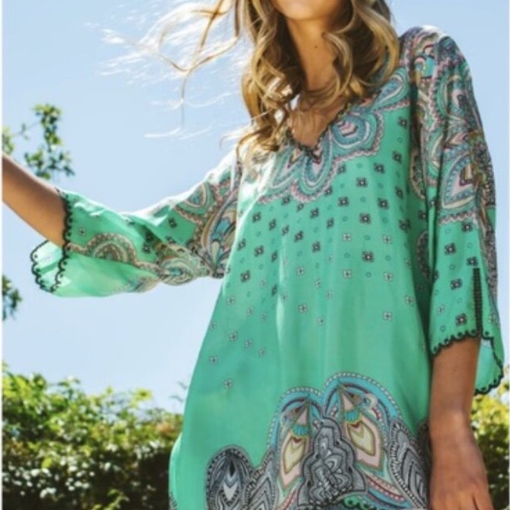 Johnny Was Green Paisley Tunic